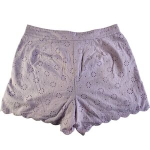 ANN TAYLOR Linen Shorts Womens 12 Purple Eyelet lace Beach Summer